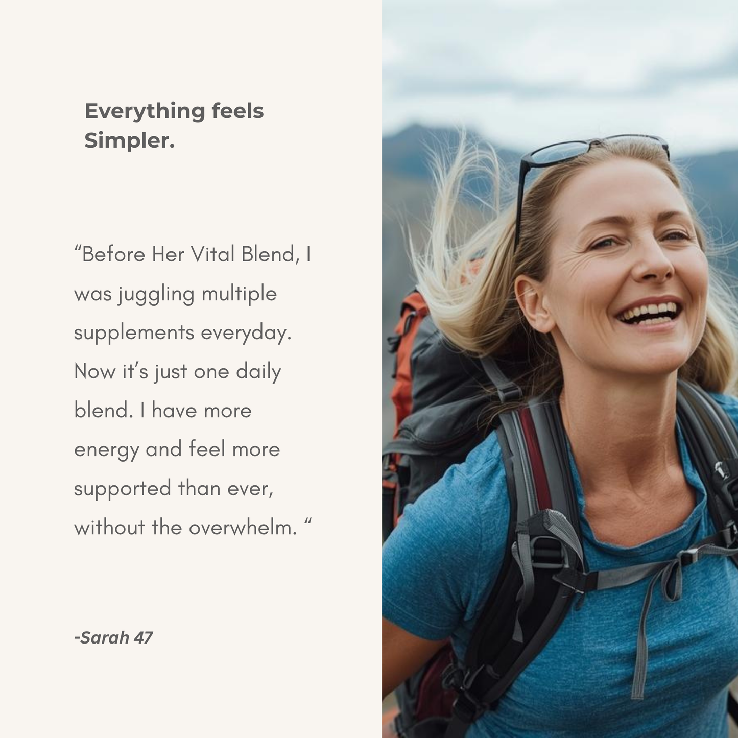 One Blend. 30+ Nutrients.
Simplified Nutrition for Midlife.